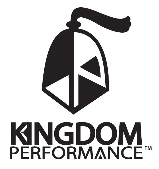 Black and white logo: helmet with stylized 
