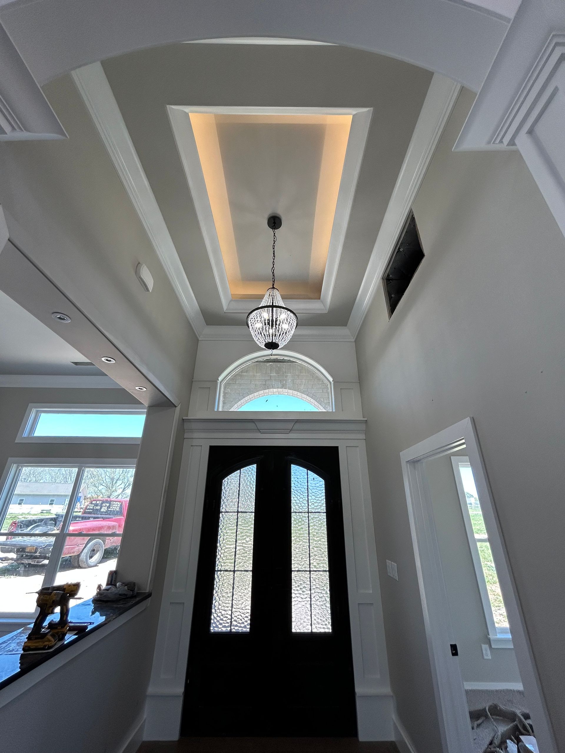 Setting up chandelier