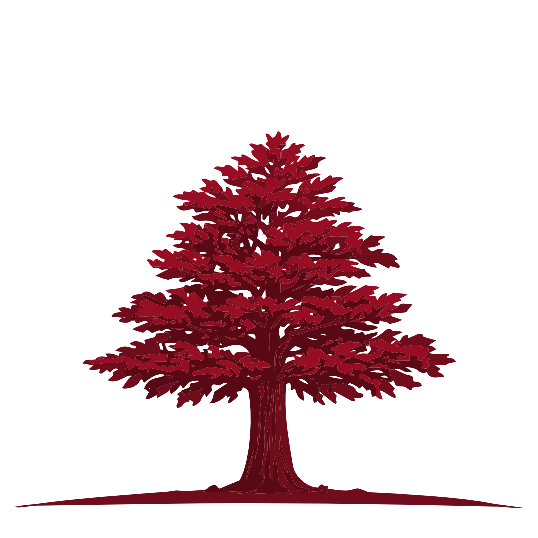 Logo for Red Cypress Groundskeeping & Property Services featuring a red tree and text.
