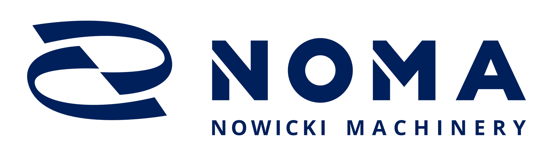 A blue and white logo for noma nowicki machinery