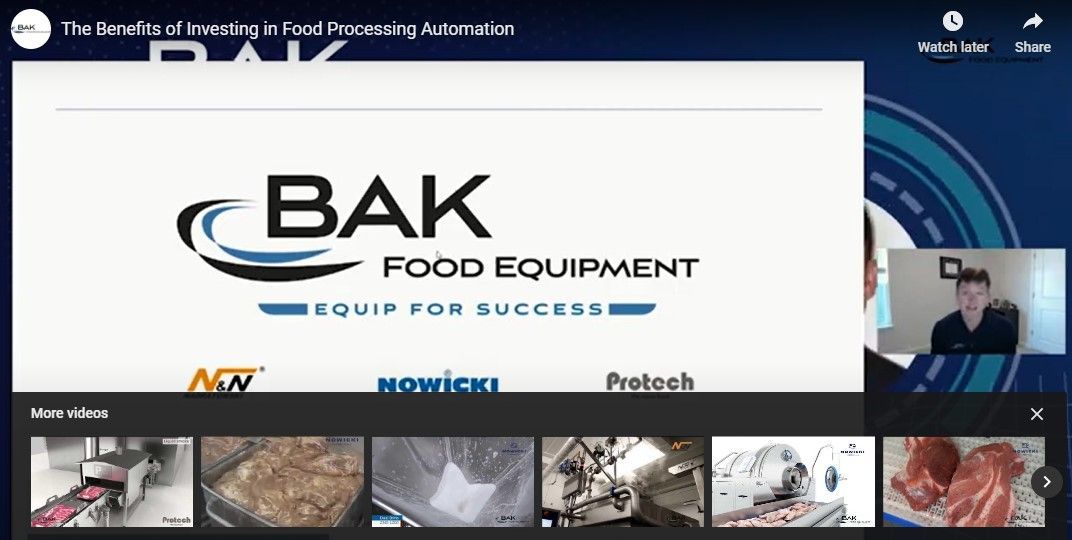 A bak food equipment logo is on a computer screen.