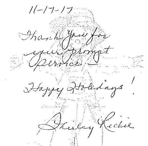 A black and white photo of a person 's handwriting that says `` thank you for your prompt response ! ''