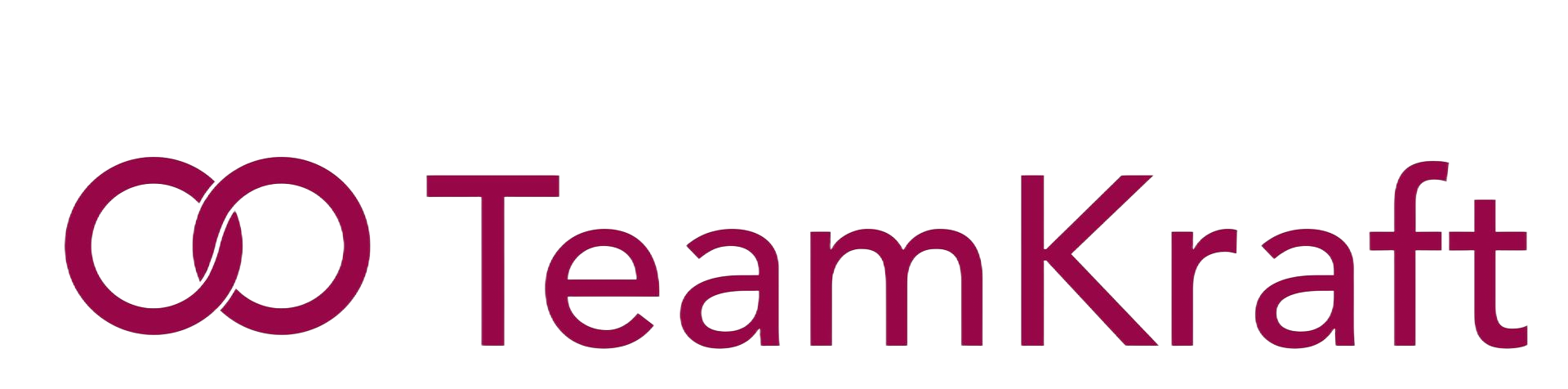 TeamKraft-logotyp med två sammankopplade vinröda cirklar och vinröd text.