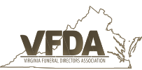 VFDA logo with gold lettering, Virginia outline in background. Text: