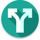 White split arrow on turquoise circle. | Chicago Cheap Tows