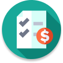 Checklist with dollar sign icon on a teal circle. | Chicago Cheap Tows