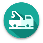 Tow truck icon on a green circle. | Chicago Cheap Tows