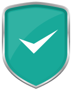 Teal shield with silver trim, white checkmark. | Chicago Cheap Tows