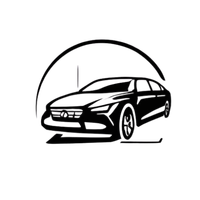 A black and white drawing of a car on a white background.