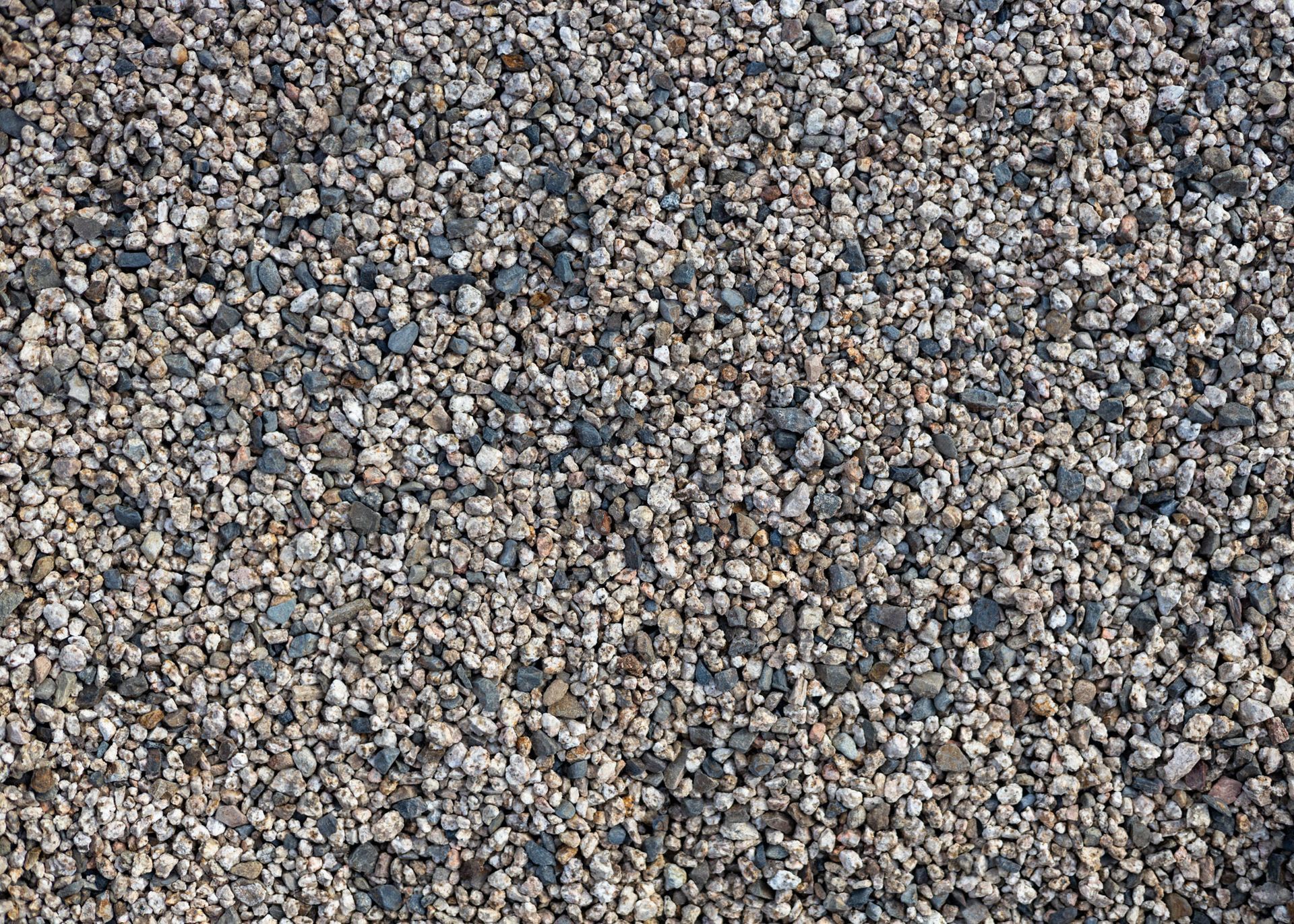 Close-up of a bed of small multicolored pebbles and gravel