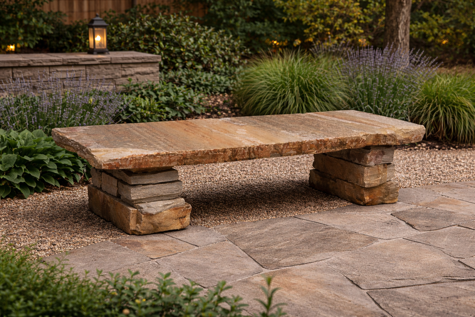 Rustic Granite Bench