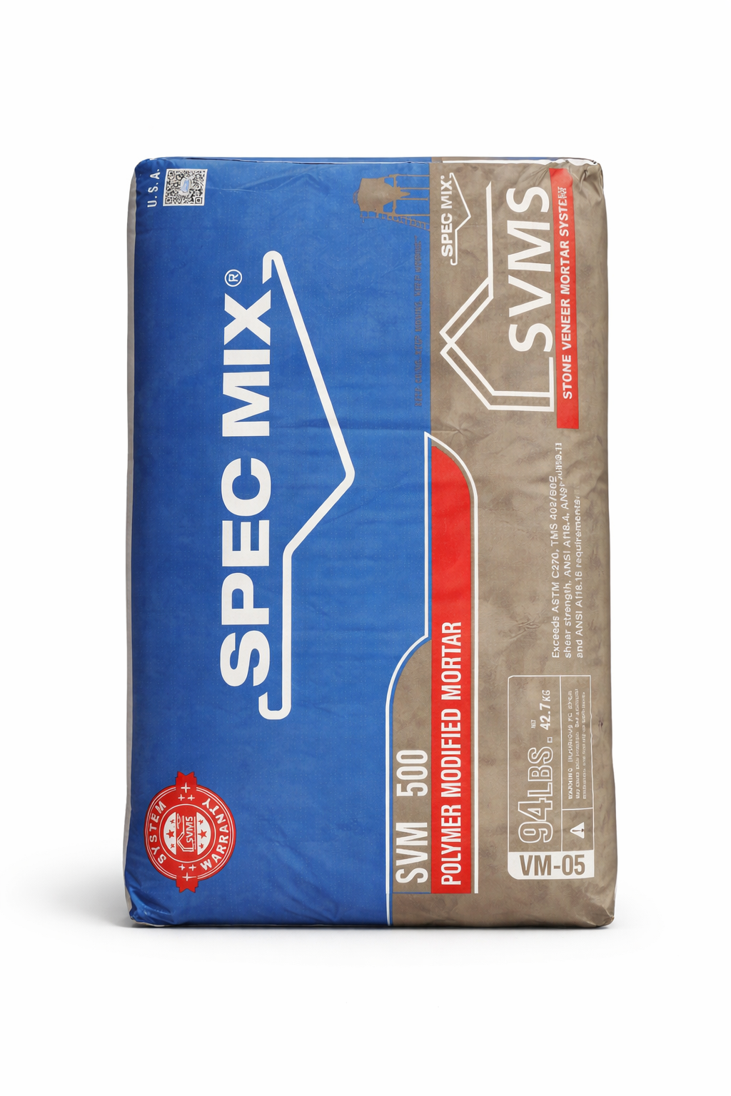 EZ Mix Stone Veneer Mortar SVM 500 Gray 94LB