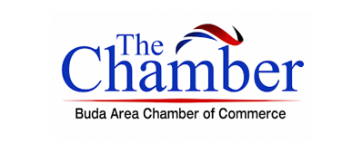 The logo for the buda area chamber of commerce