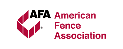 The logo for the american fence association is red and white.