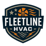 Fleetline HVAC logo with a shield shape, dark blue and orange, and the company name.