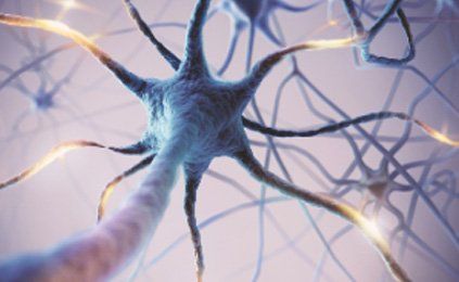 A computer generated image of a nerve cell in the brain.