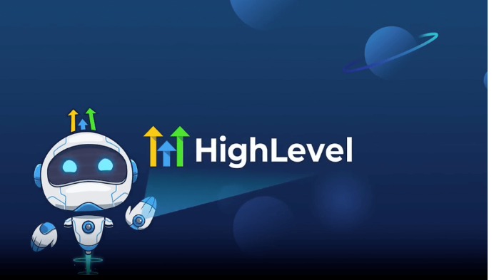 A blue background with a robot and the words high level