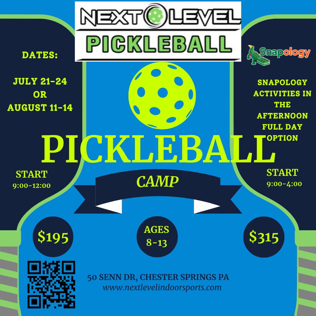 A poster for a soccer camp in 2025 with a soccer ball in front of a goal.