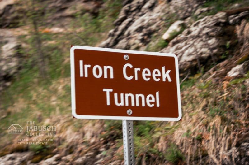 Iron Creek Tunnel sign in Custer, SD
