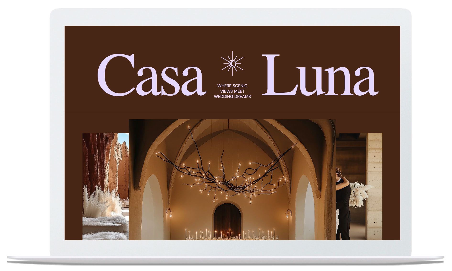 Un cellulare bianco con un sito web di Casa Luna.