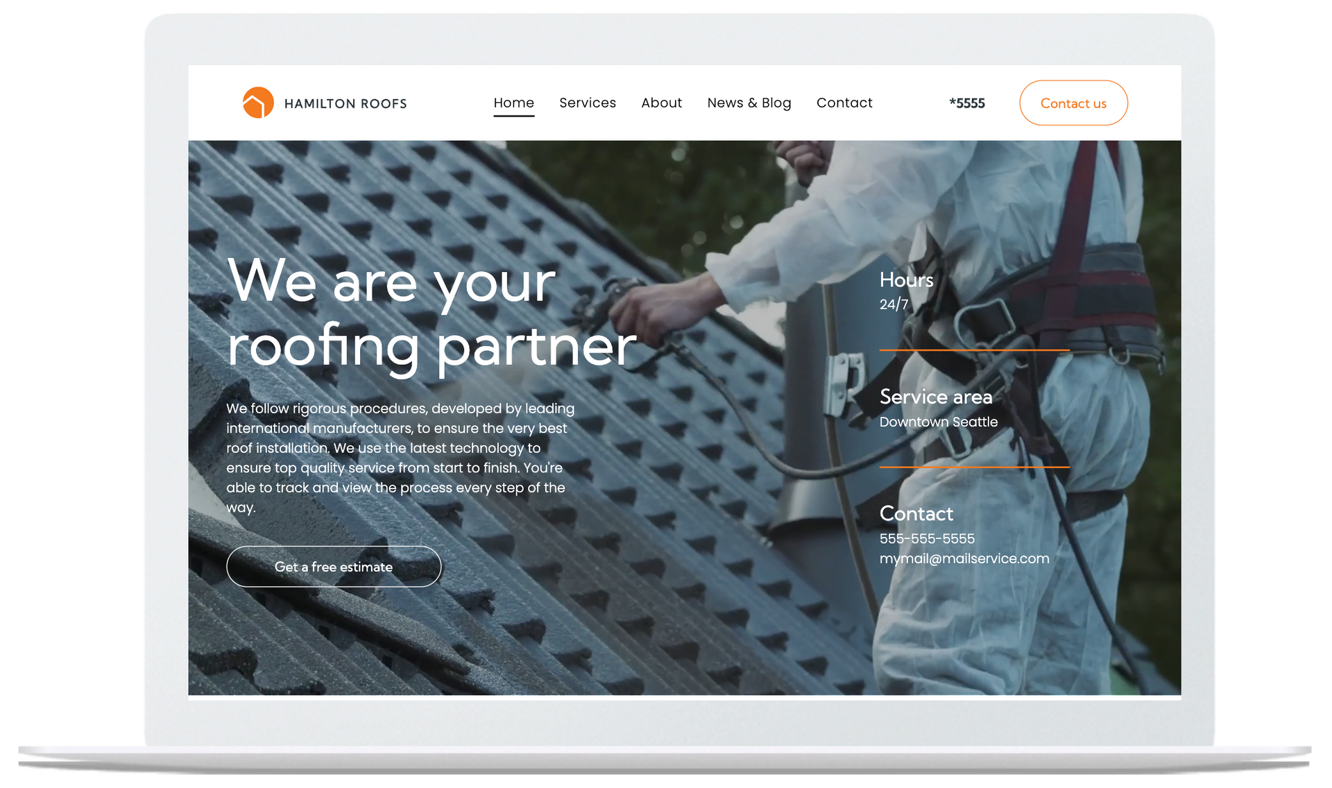 Un cellulare bianco con un sito web che dice che siamo il vostro partner per le coperture.
