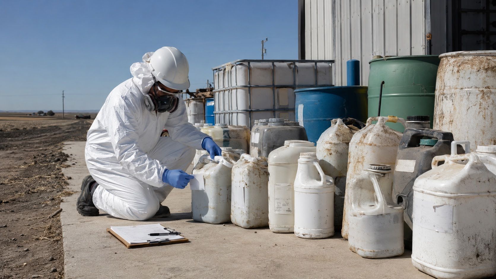 Laboratory sample containers used for industrial waste testing and regulatory analysis