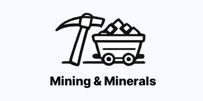 Plain image with with text that says mining and minerals