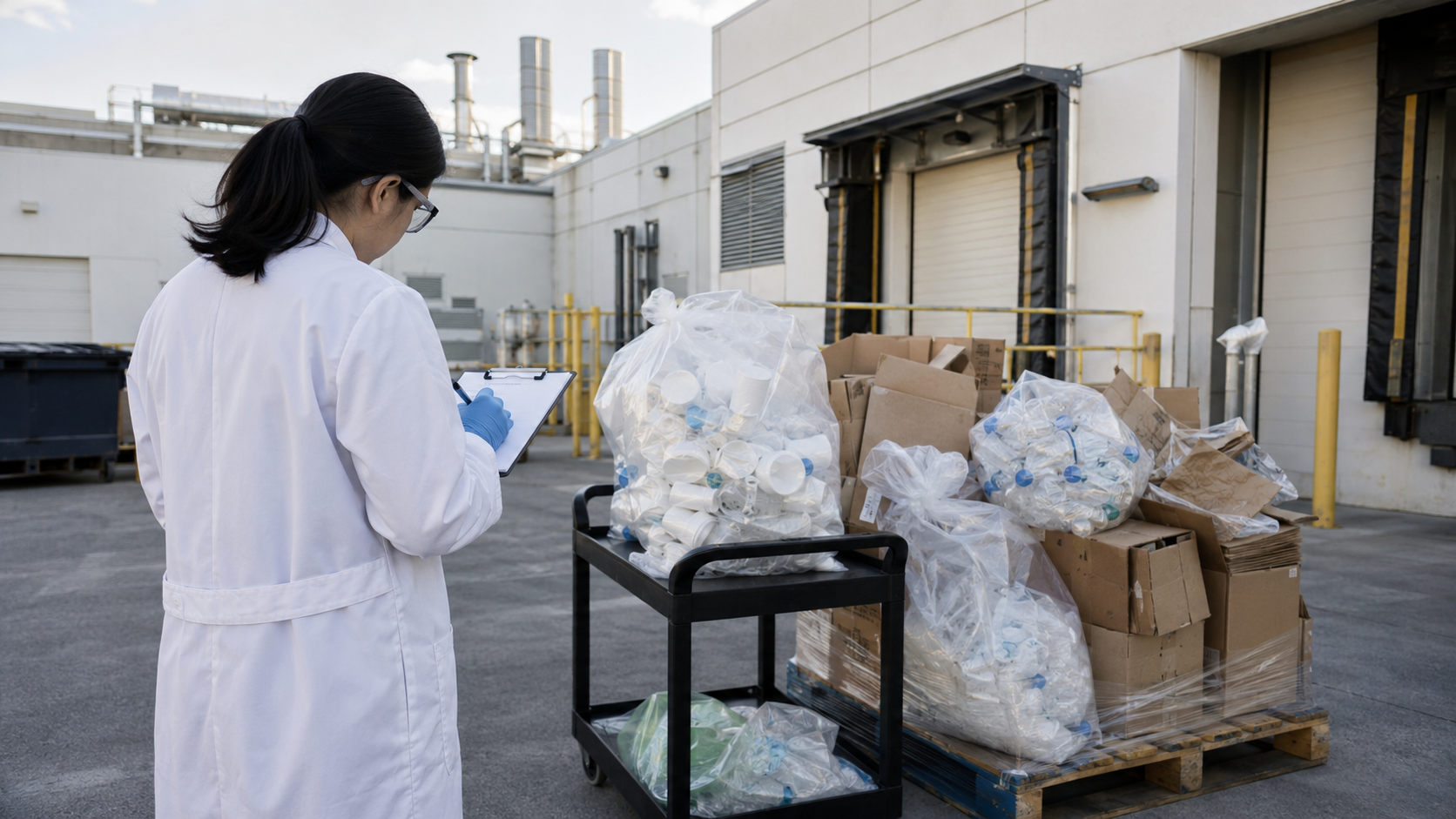 Laboratory sample containers used for industrial waste testing and regulatory analysis