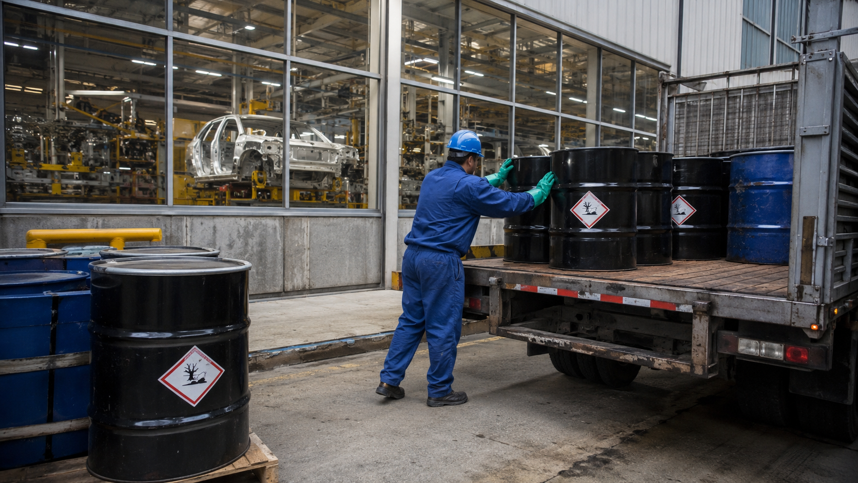 Asbestos removal site following demolition with regulated debris handling and cleanup