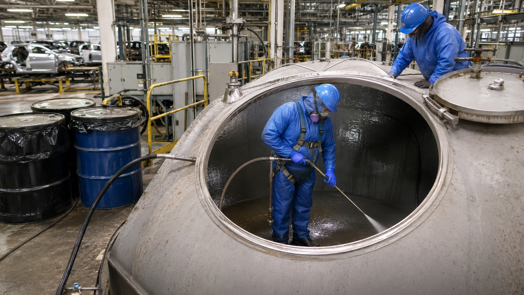 Asbestos removal site following demolition with regulated debris handling and cleanup