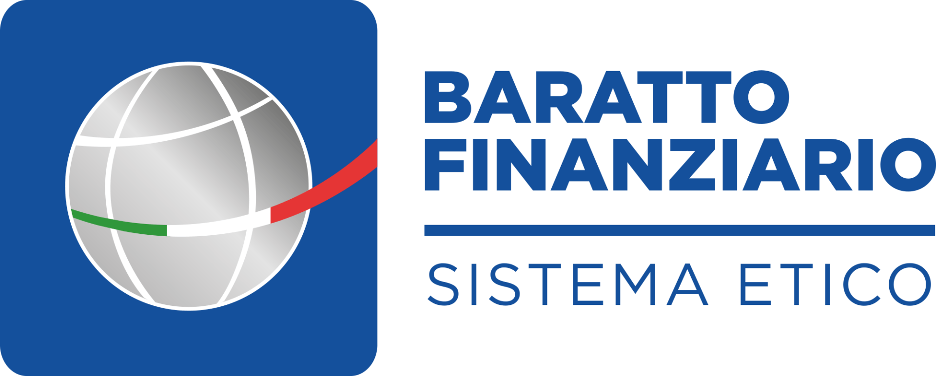 A blue and white logo for baratto finanziario sistema etico