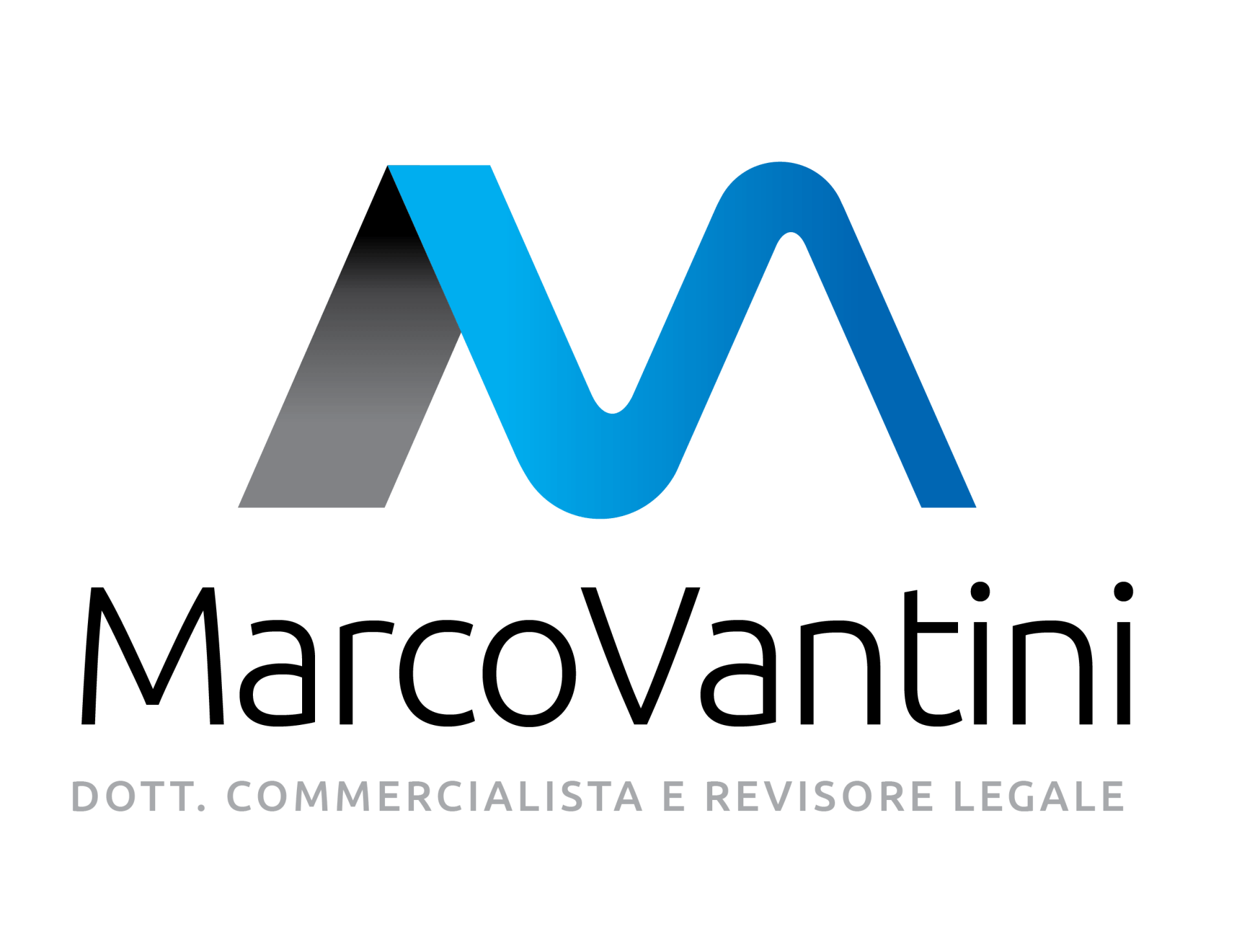 Un logo blu e nero per Marco Vantini