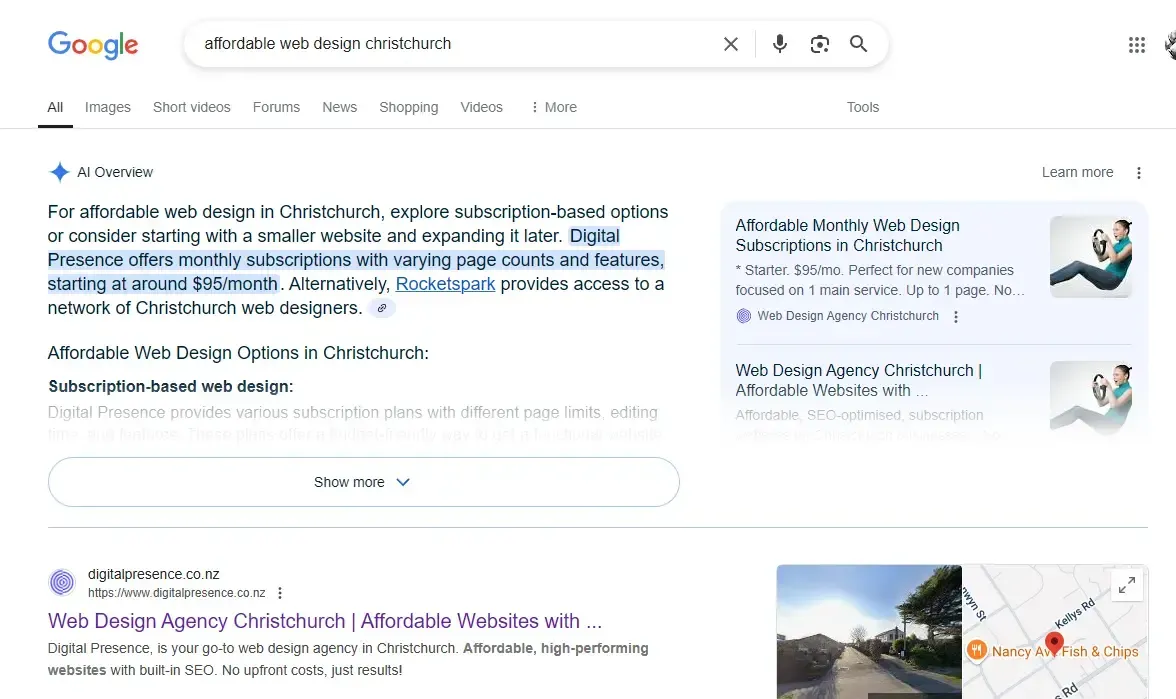 A screenshot of a google search page.