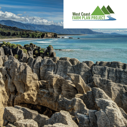 a picture of a rocky shoreline with the words west coast farm plan project below it