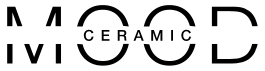 Un logo in bianco e nero per un'azienda chiamata mood ceramic