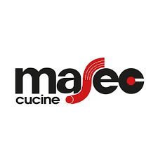 Un logo nero e rosso per macec cucine su sfondo bianco.