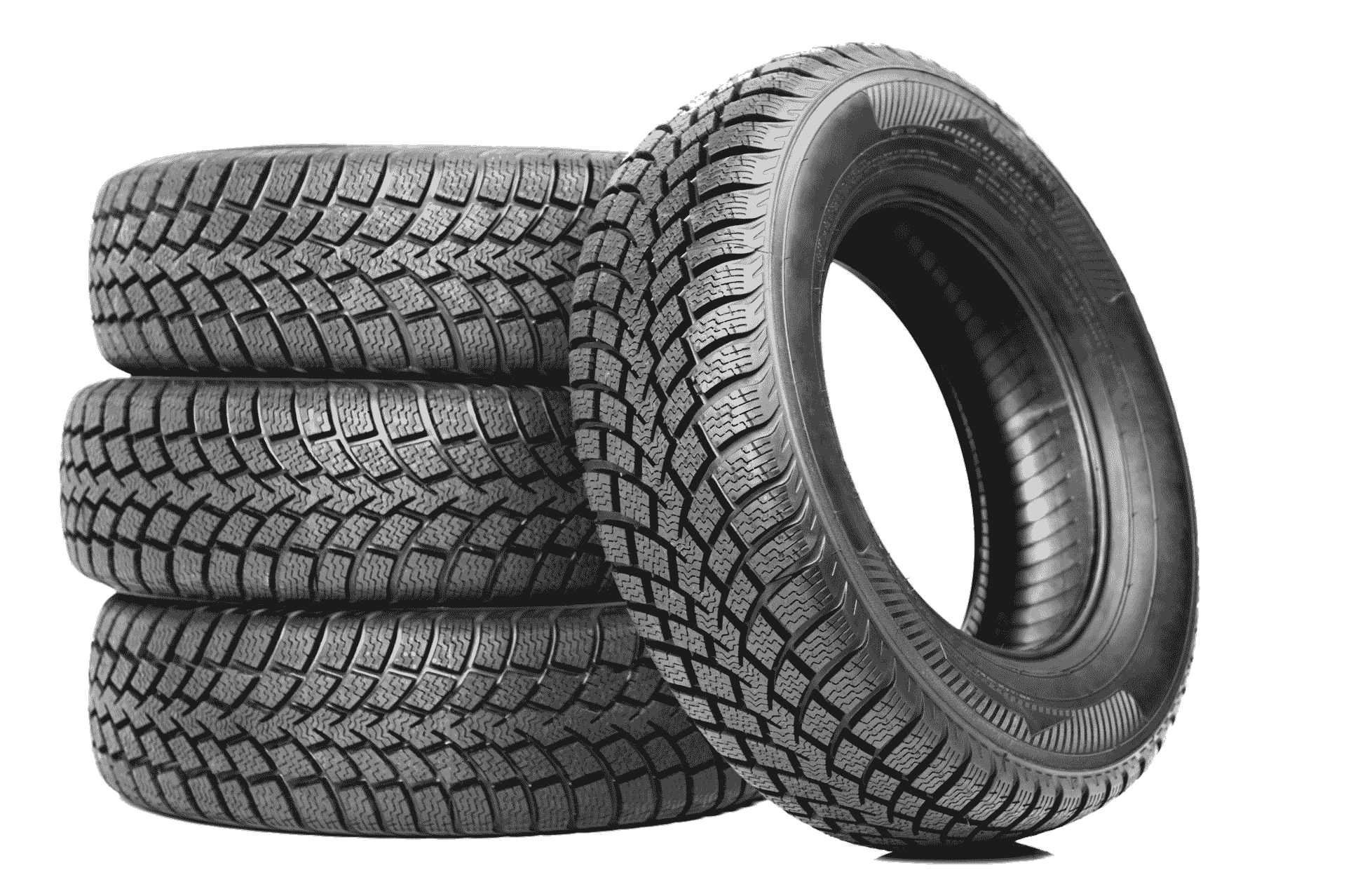 Stack of Four Black Car Tyres Isolated on White | Helensvale, Qld | Ashtons Removals