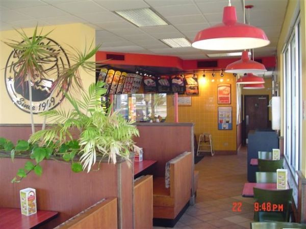 A photo of a restaurant taken at 9:49 pm