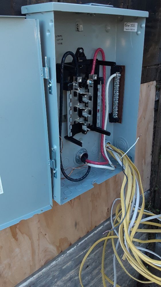 A electrical box with a bunch of wires coming out of it.