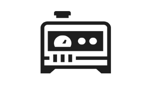 a black and white icon of a generator on a white background .