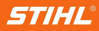 the logo for stihl is orange and white