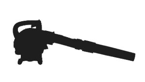 a silhouette of a leaf blower on a white background .