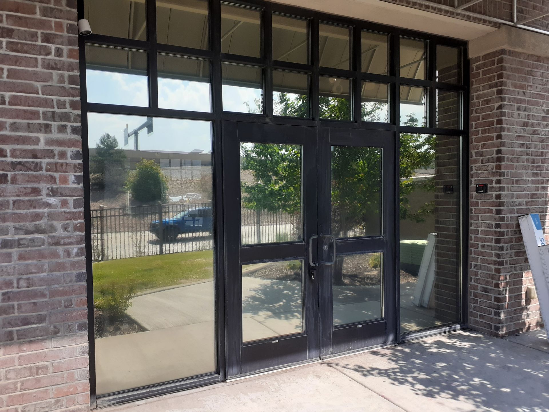 A close up of a side view mirror on a car