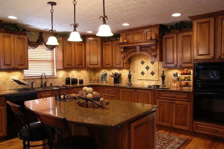 Interior of a beautiful custom kitchen