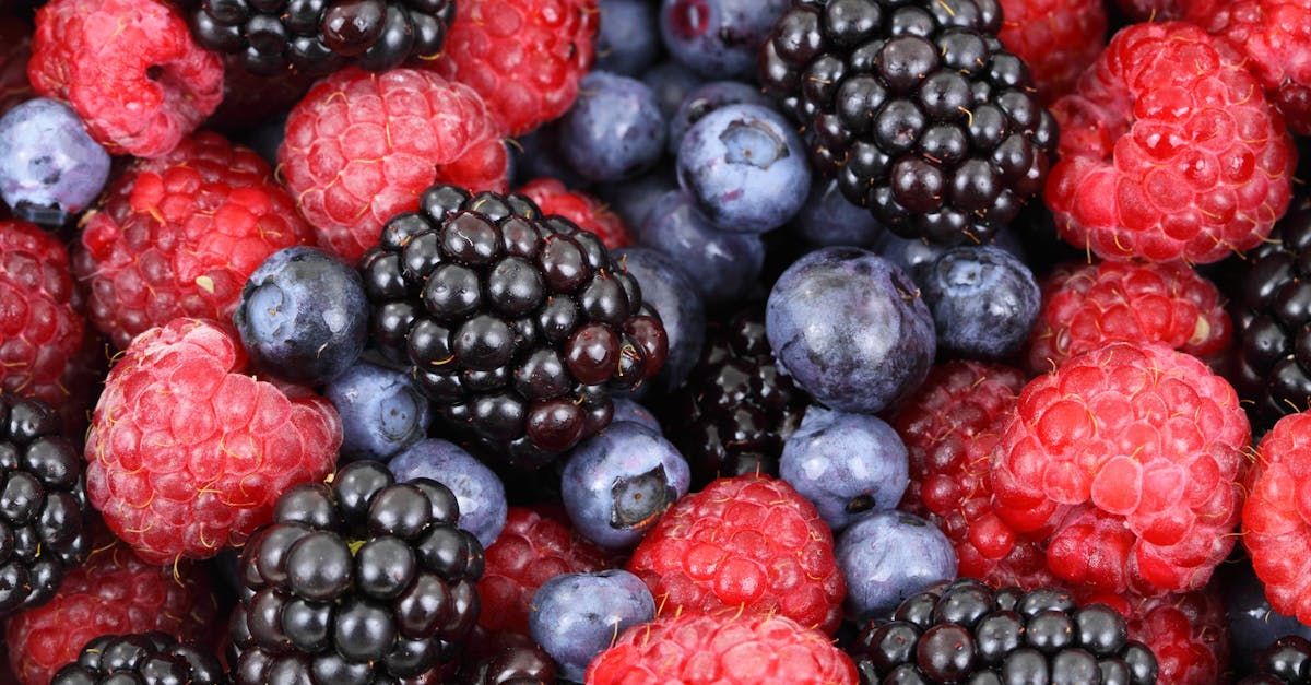 Raspberries, blueberries, and blackberries