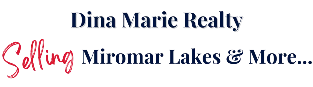 A logo for dina marie realty selling miromar lakes and more