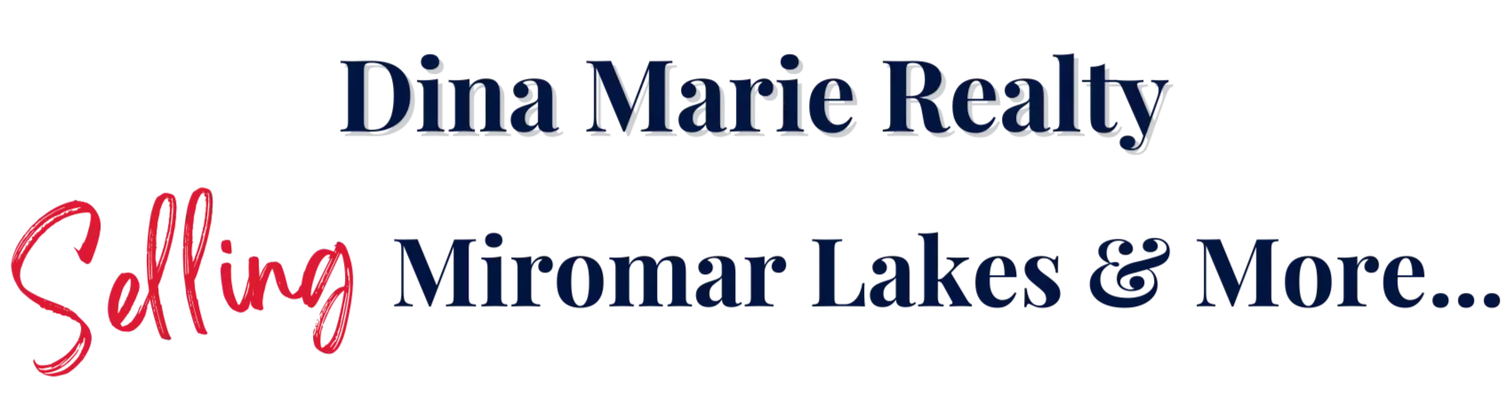 A logo for dina marie realty selling miromar lakes and more