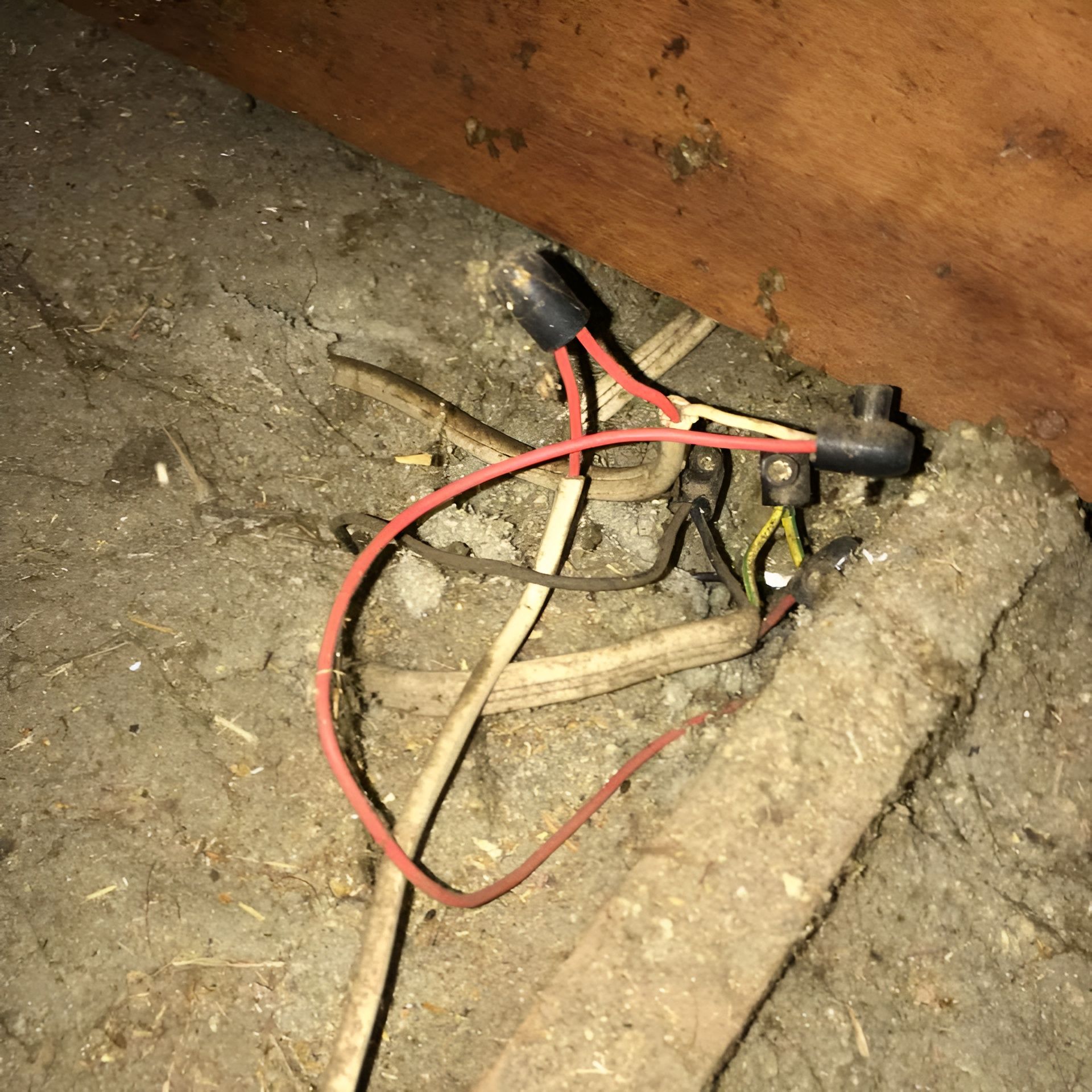 Exposed Red, White, and Black Electrical Wires — Quik Fire Electrical in Kelmscott, WA