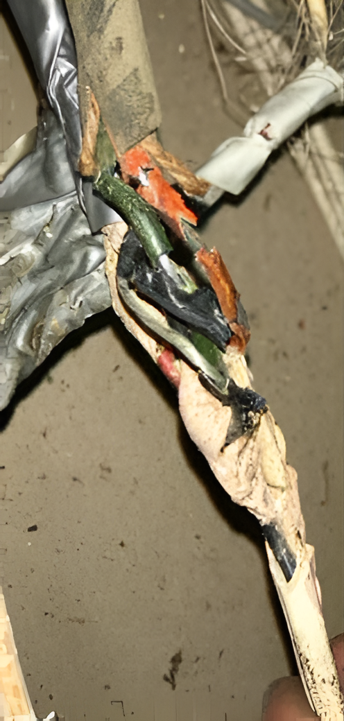 Close-up of Frayed Electrical Wires — Quik Fire Electrical in Kelmscott, WA