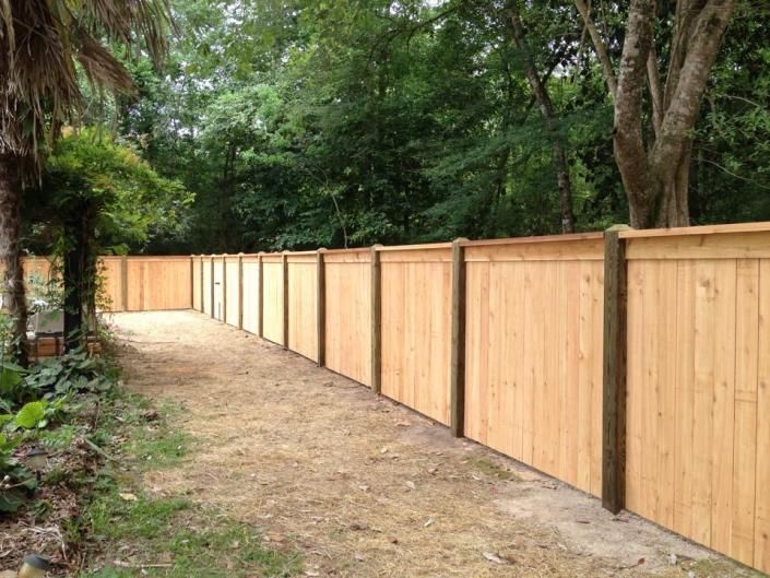 privacy fence in the back of a yard